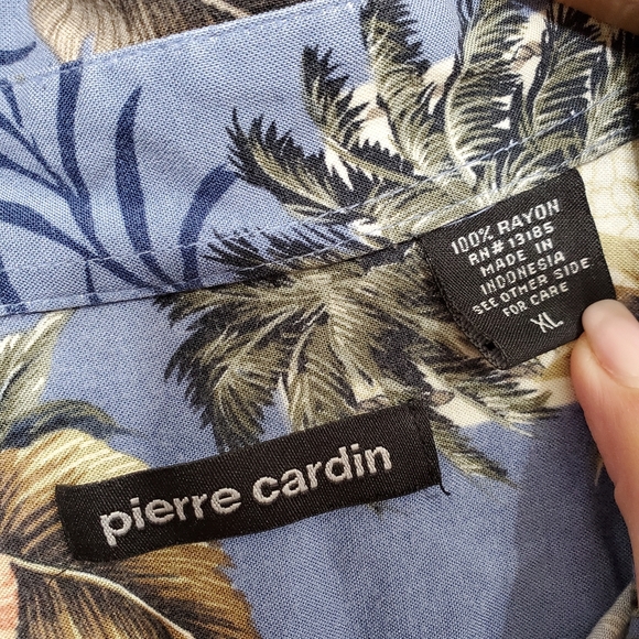 Pierre Cardin Blue Pineapple Tropical Hawaiian Button Down Shirt XL - Picture 4 of 7